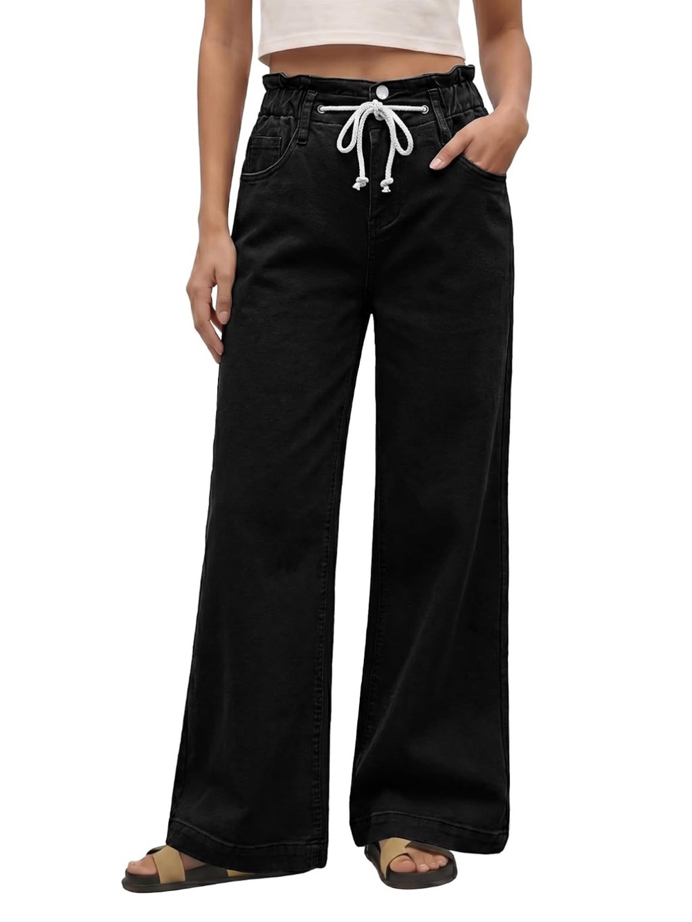 GRAPENT Jeans for Women Stretch High Wasited Elastic Waist Size L